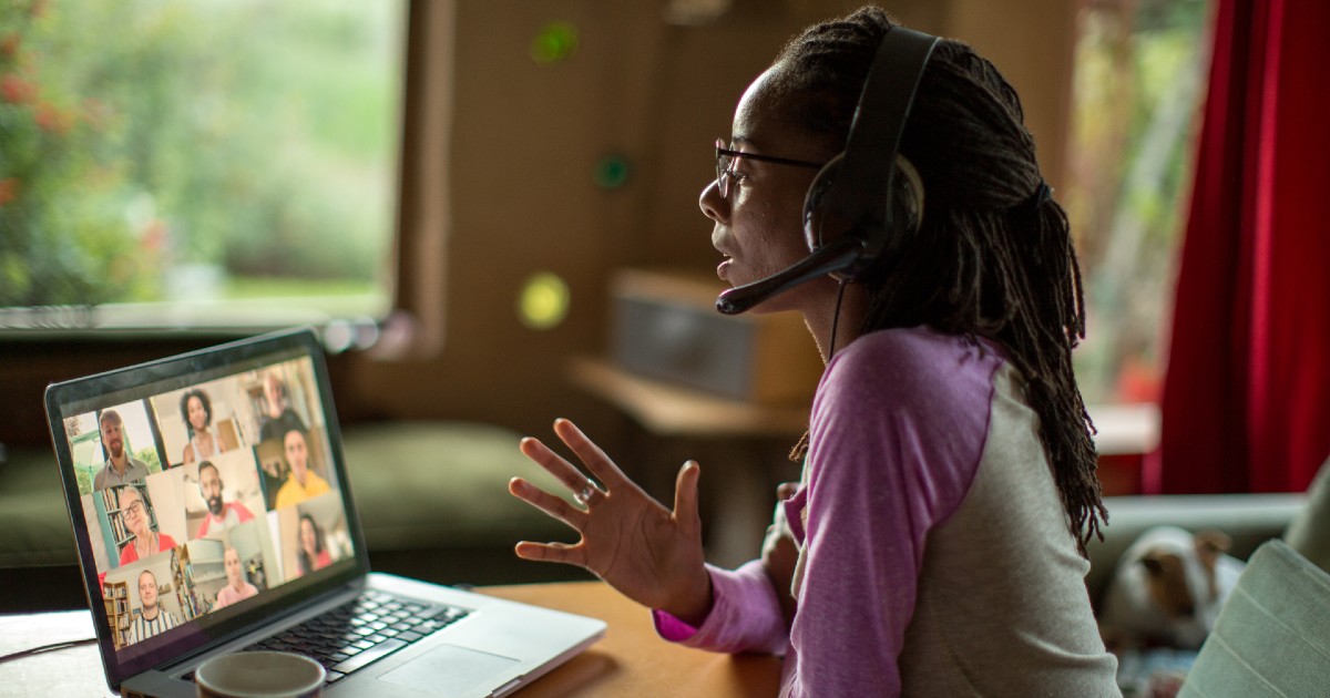 A person on a Zoom meeting