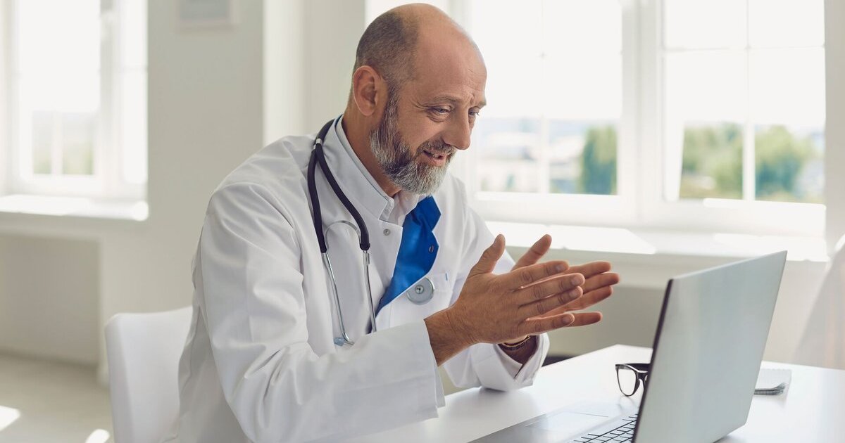 A doctor in a video consultation with a patient