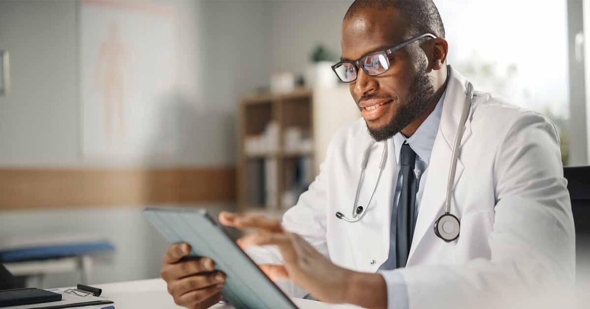 Doctor using tablet