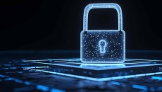 CGI image of a padlock on a digital platform