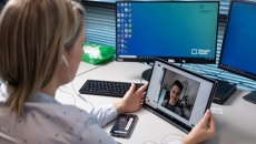 A patient consulting with a pharmacist via Monash Health's latest virtual clinic