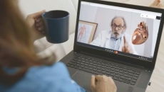 Telehealth appointment on a laptop
