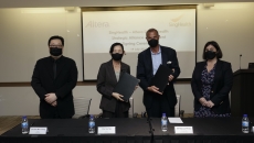 Officials from SingHealth and Altera Digital Health pose during the signing of a new partnership deal