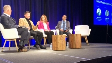 Mark Sugrue, Eric Liederman, Cindi Carter and Srinivasan Suresh take part in the HIMSS Healthcare Cybersecurity Forum in Boston