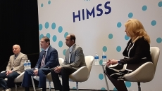 Left to right: Brian Spisak, independent consultant and research associate at National Preparedness Leadership Initiative at Harvard University; Huberto Quintanar, vice president and chief technology officer at Memorial Healthcare System; Suresh Srinivasan, vice president, chief information officer and chief medical information medical officer at UPMC Children's Hospital of Pittsburgh; and Deb Muro, chief information officer at El Camino Health speak at the HIMSS24 conference in Orlando Tuesday.