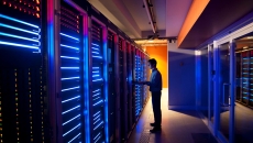 IT engineer working in a server room