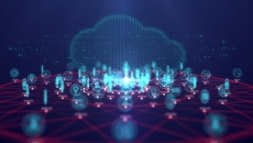 Abstract image of data as a web and a cloud