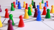 Game pieces on a board