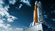 Rocket with space shuttle