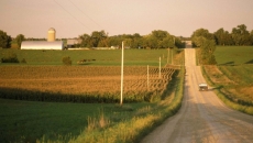 Dirt road leading to farm