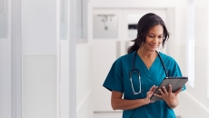 Nurse using tablet