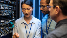 Security staff clusters in a server room