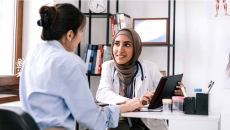 Patient talking to doctor