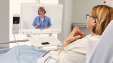 A patient and a doctor communicating via the Rauland Concierge platform
