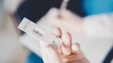 An at-home COVID test showing a negative result
