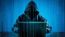 A person in a hooded sweatshirt on a computer