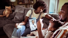 A family using telehealth