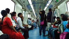 People on a train in India.