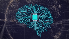 A stylized brain illustration formed with wires, to convey artificial intelligence