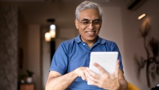 A patient using a tablet