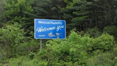A Massachusetts welcome sign