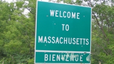A welcome to Massachusetts sign
