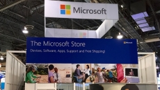 The Microsoft booth at HIMSS
