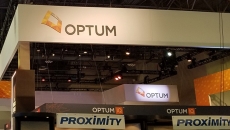 A booth with an Optum logo
