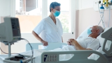 A patient in a hospital bed
