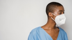 Patient in a mask
