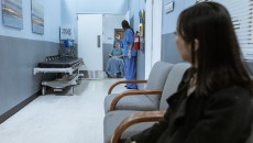 Hospital corridor waiting area