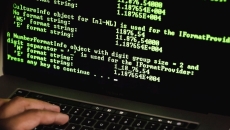 Computer codes on a laptop screen