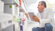 A pharmacist looks at shelving