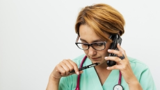 A clinician on the phone