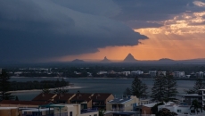 A storm approaches a city