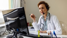 A doctor at a telemedicine appointment