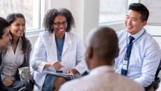 Healthcare workers in a meeting