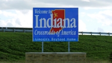 A "Welcome to Indiana" sign