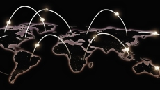 World map with connected points