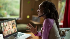 A person on a Zoom meeting