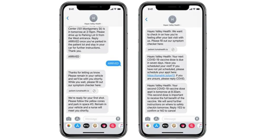 Luma Health COVID-19 Vaccine Operations Solution on two mobile devices