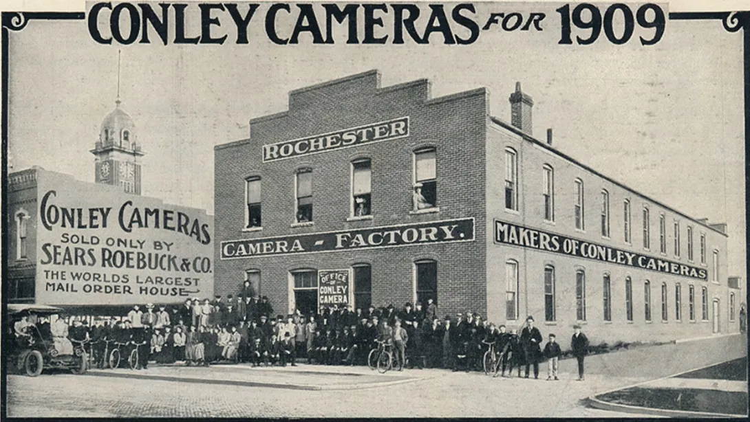 Conley Camera building in an antique photo