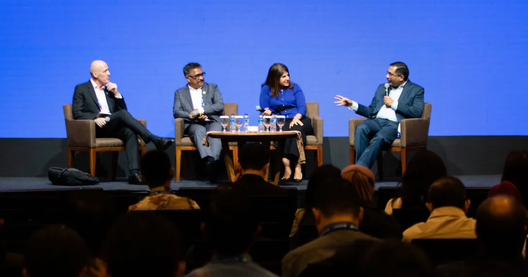 Andrew Pearce, VP Analytics and Global Advisory Lead, HIMSS; Veneeth Purushotaman, CIO, Aster DM Healthcare; Dr Tamara Sunbul, Medical Director of Clinical Informatics, Johns Hopkins Aramco Healthcare; and Arvind Sivaramakrishnan, CIO, Karkinos Healthcare Andrew Pearce, VP Analytics and Global Advisory Lead, HIMSS; Veneeth Purushotaman, CIO, Aster DM Healthcare; Dr Tamara Sunbul, Medical Director of Clinical Informatics, Johns Hopkins Aramco Healthcare; and Arvind Sivaramakrishnan, CIO, Karkinos Healthcare