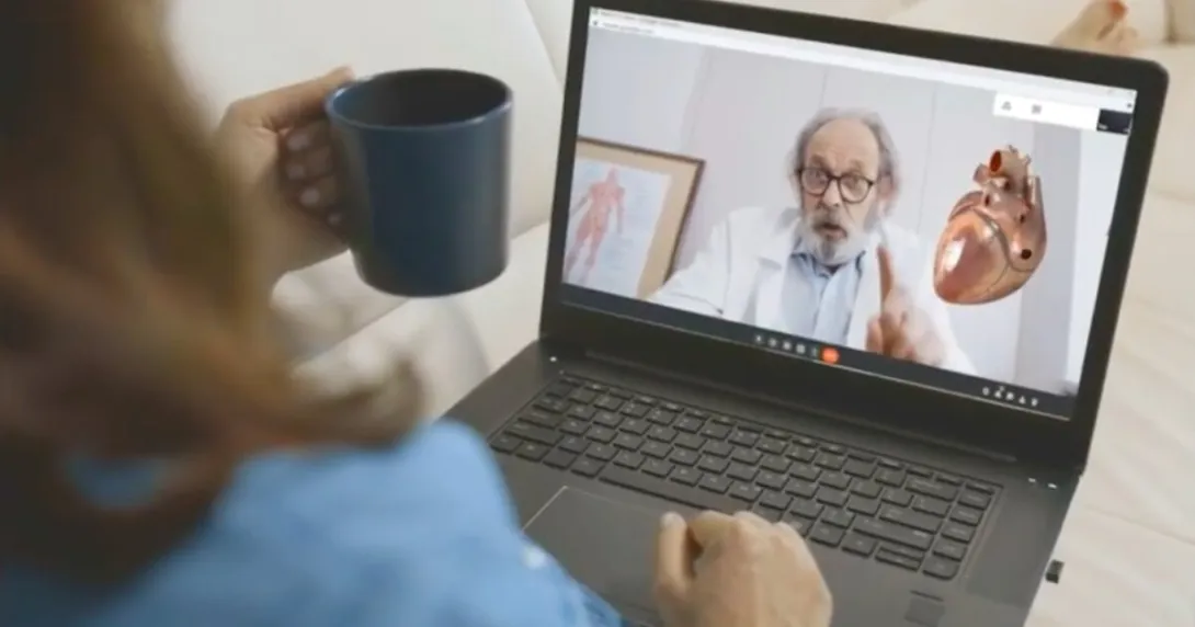 Telehealth appointment on a laptop