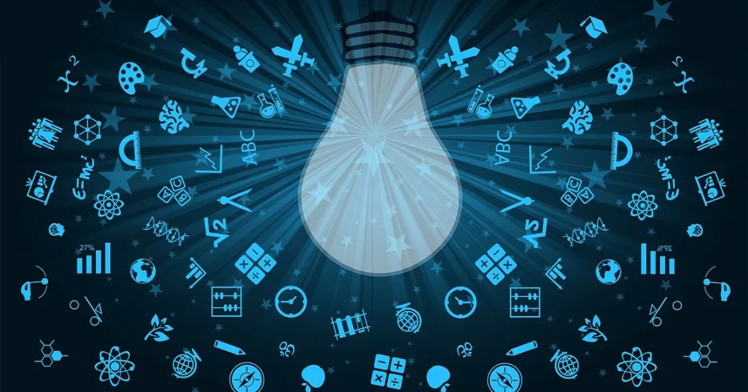 A lightbulb illuminates application icons. A lightbulb illuminates application icons.