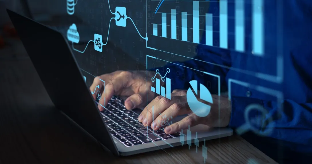 Hands on a keyboard. FDB analytics