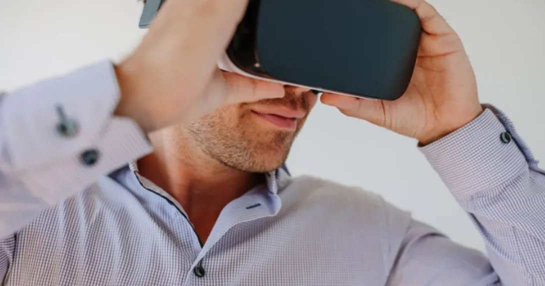 Person using VR headset Person using VR headset