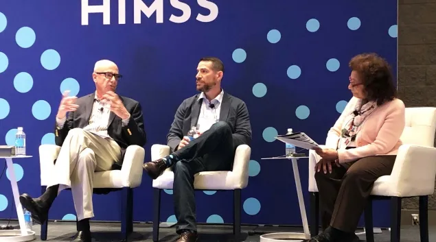 Dr. John Chessare, president and CEO of the GBMC; Bryan Bliven, CIO, University of Missouri Health Care; and moderator Janis Curtis, associate director of the Clinical Data Research Network at Duke, discuss digital transformation at HIMSS22.