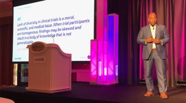 Abbvie's Chris Boone, speaking at HIMSS21