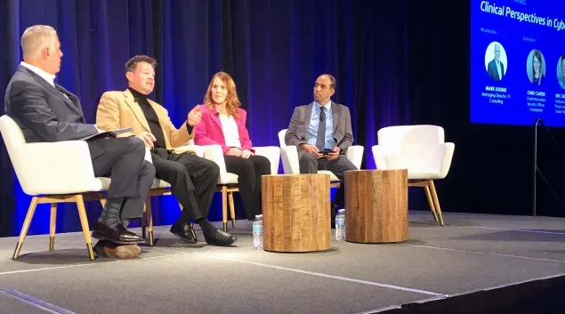 Mark Sugrue, Eric Liederman, Cindi Carter and Srinivasan Suresh take part in the HIMSS Healthcare Cybersecurity Forum in Boston